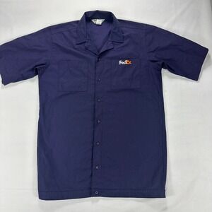 FedEx VF Imagewear Short Sleeve Work Shirt Navy Cotton Blend SSL M